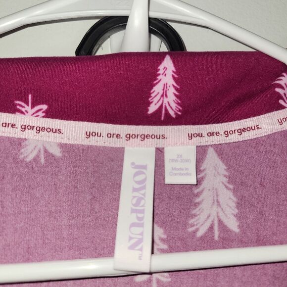 New Joyspun Magenta Christmas Tree Pajama Set 2X - Picture 4 of 15